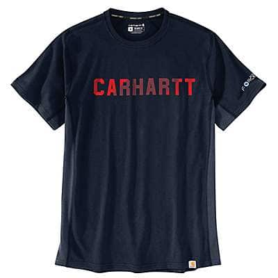 Carhartt Men's Black Carhartt Force® Relaxed Fit Midweight Short-Sleeve Block Logo Graphic T-Shirt