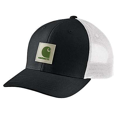 Carhartt Men's Black/Arborvitae Rugged Flex® Twill Mesh-Back Logo Patch Cap
