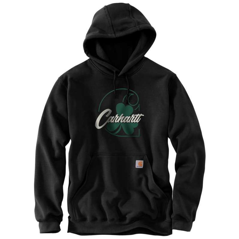 Carhartt  Black Loose Fit Midweight Hooded Shamrock Graphic Sweatshirt