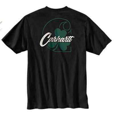 Carhartt Men's Black Relaxed Fit Heavyweight Short-Sleeve Shamrock Graphic T-Shirt