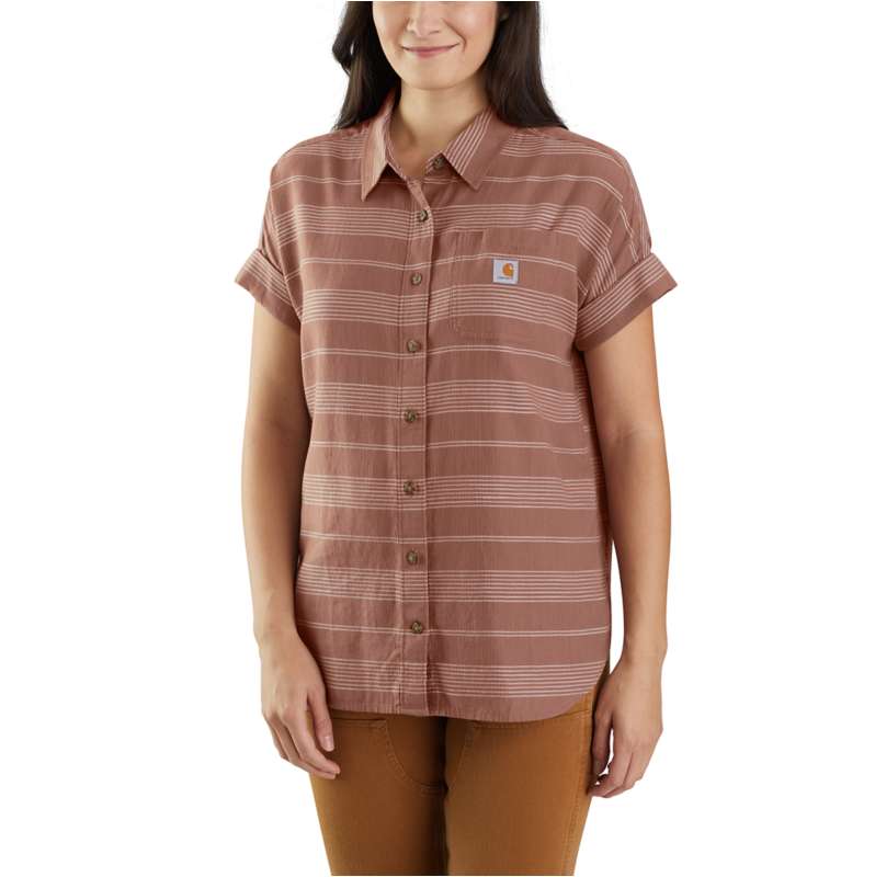 Carhartt  Nutmeg Women's Loose Fit Lightweight Twill Short-Sleeve Plaid Shirt