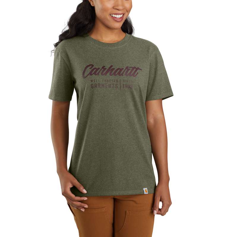 Carhartt  Basil Heather Women's Loose Fit Heavyweight Short-Sleeve Crafted Graphic T-Shirt