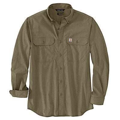 Carhartt Men's Burnt Olive Carhartt Force® Relaxed Fit Lightweight Long- Sleeve Shirt