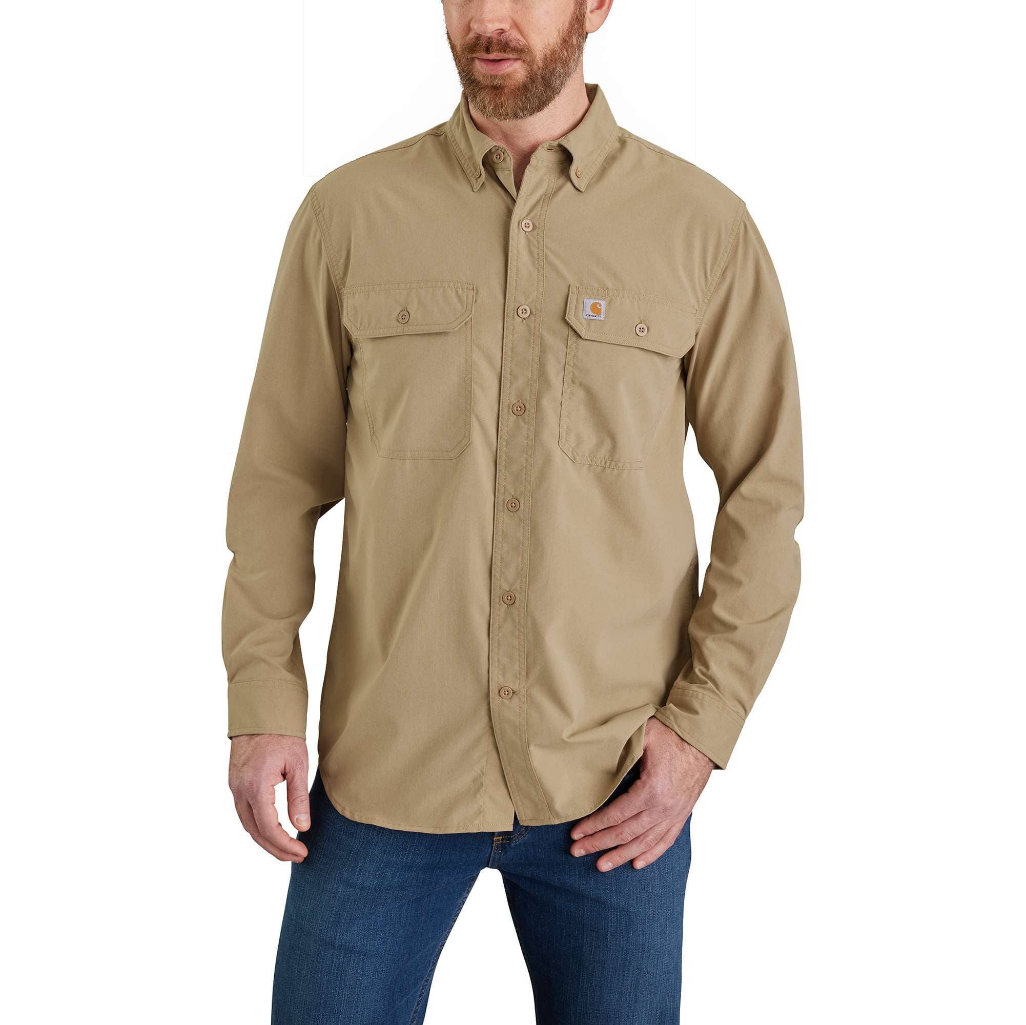 Carhartt Force Shirt Large Brown/Khaki Relaxed Fit Vented Short Sleeve  Fishing
