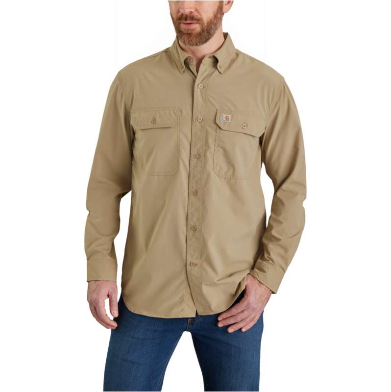 Carhartt  Dark Khaki Carhartt Force® Relaxed Fit Lightweight Long- Sleeve Shirt