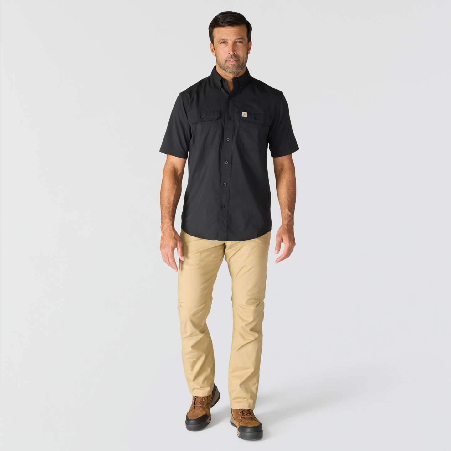 Мужская рубашка Carhartt Force Sun Defender™ Chambray Relaxed SS, цвет: Чёрный — фото 4