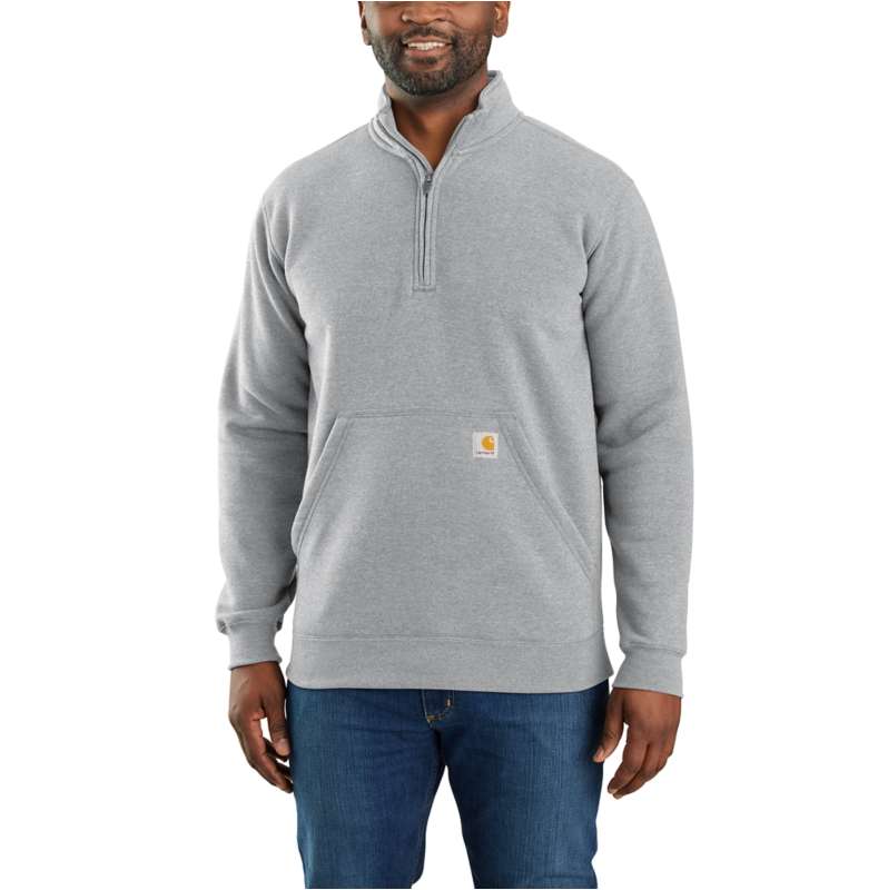 Carhartt  Heather Gray Loose Fit Midweight Quarter-Zip Mock-Neck Sweatshirt