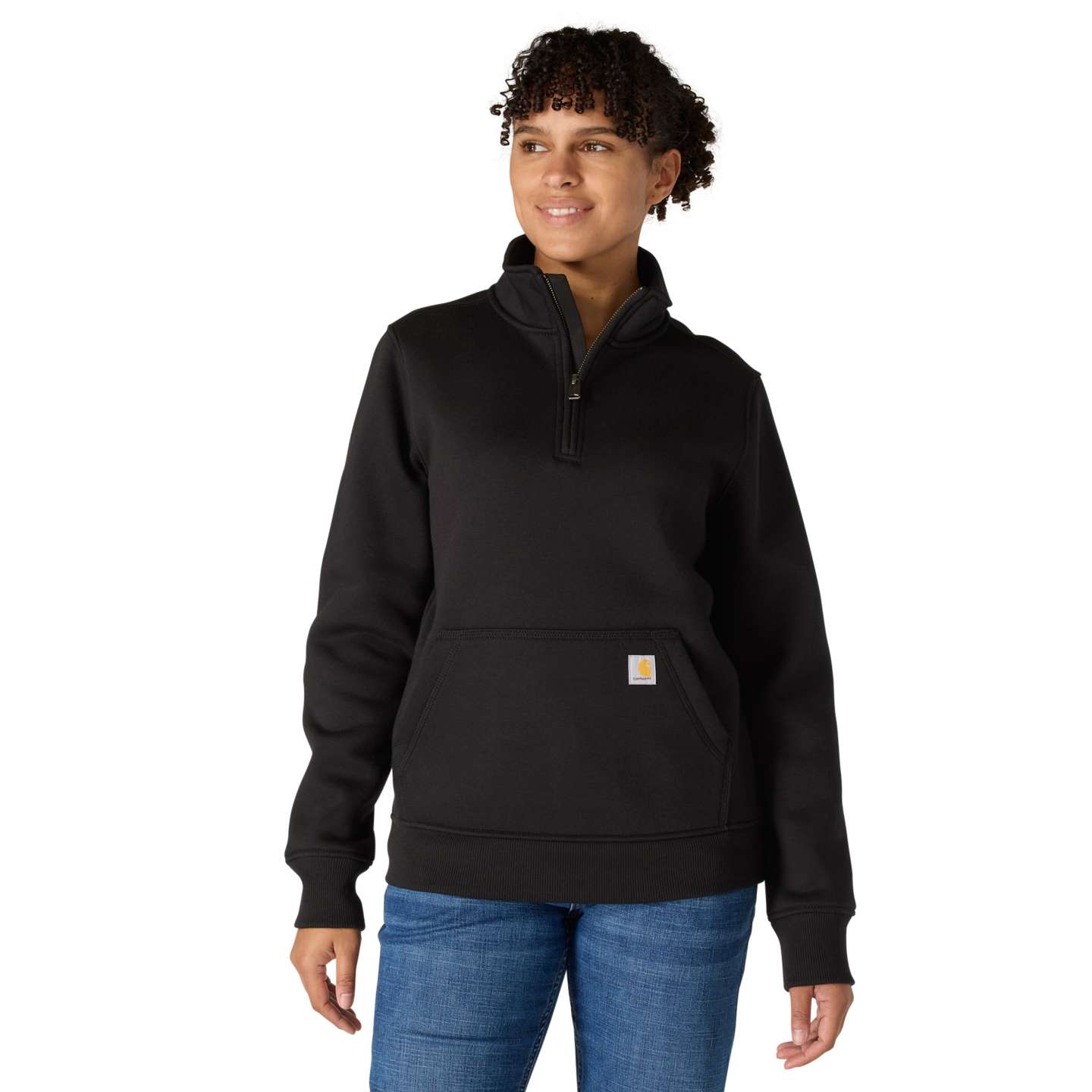 Женские толстовки Carhartt Clarksburg Quarter-Zip, цвет: Чёрный — фото 1