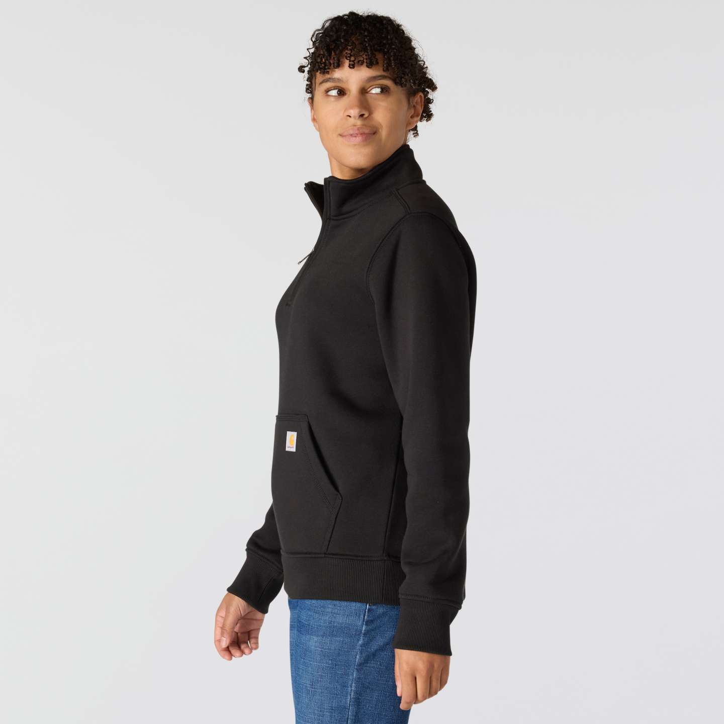 Женские толстовки Carhartt Clarksburg Quarter-Zip, цвет: Чёрный — фото 4