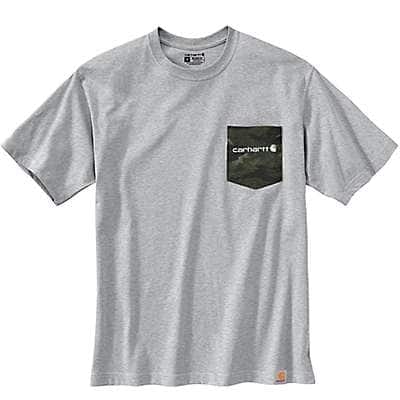 Carhartt Men's Heather Gray Relaxed Fit Heavyweight Short-Sleeve Camo Pocket Graphic T-Shirt