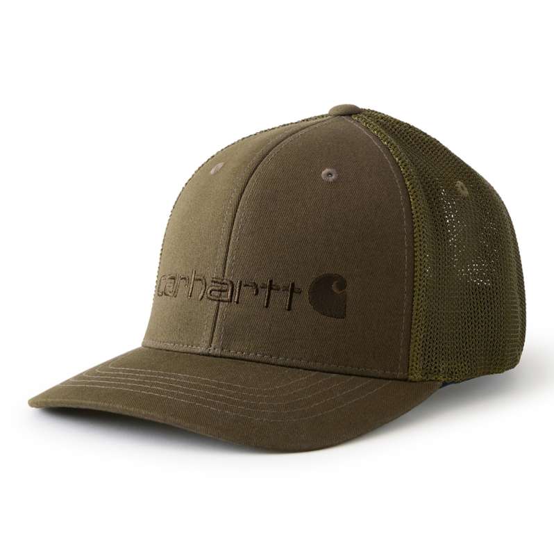 Carhartt  Burnished Logs Rugged Flex® Fitted Canvas Mesh-Back Logo Graphic Cap