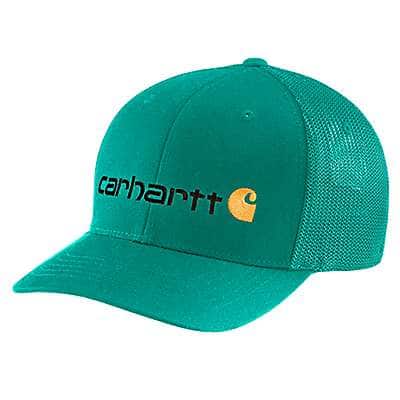 Carhartt Men's Cadmium Green Rugged Flex® Fitted Canvas Mesh-Back Logo Graphic Cap