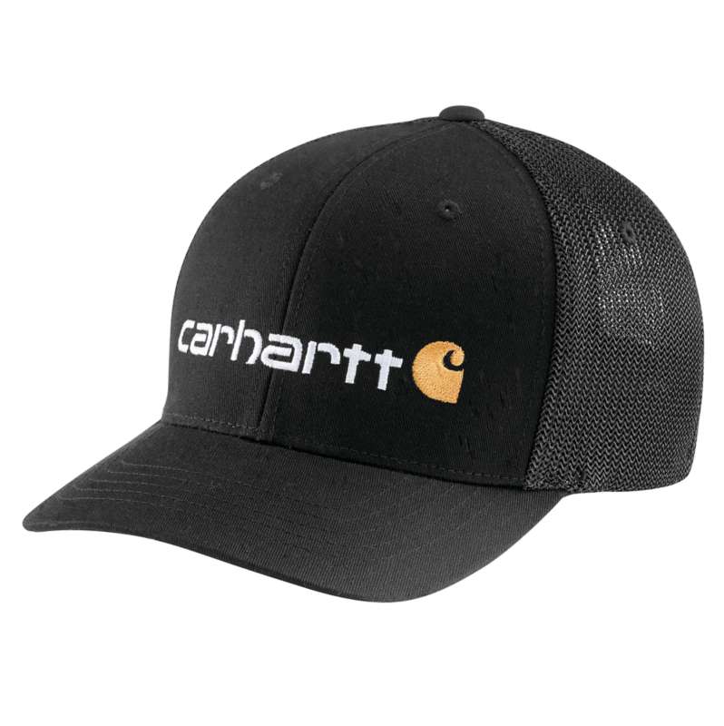 Carhartt  Black Rugged Flex® Fitted Canvas Mesh-Back Logo Graphic Cap