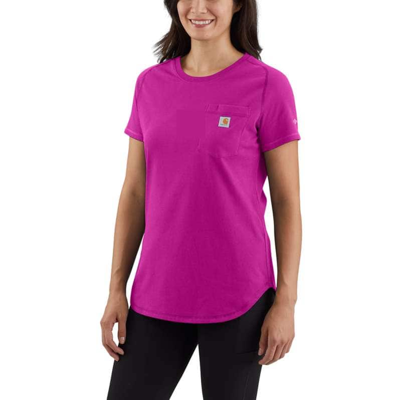 Carhartt  Magenta Agate Women's Carhartt Force® Relaxed Fit Midweight Pocket T-Shirt