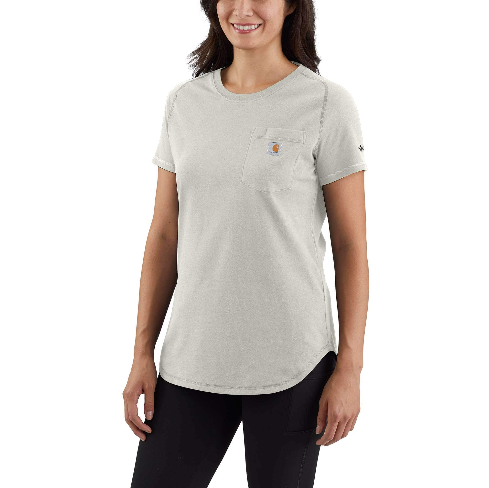  Carhartt Women's Force Relaxed Fit Midweight Pocket T-Shirt,  Basil Heather: Clothing, Shoes & Jewelry