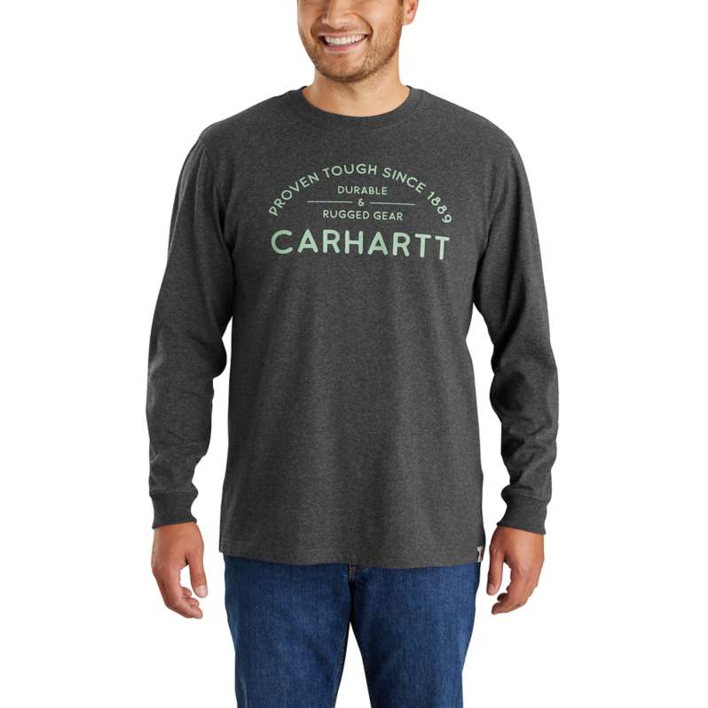 Carhartt  Carbon Heather Loose Fit Heavyweight Long-Sleeve Rugged Graphic T-Shirt
