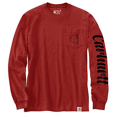 Carhartt Men's Chili Pepper Heather Relaxed Fit Heavyweight Long-Sleeve Pocket C Graphic T-Shirt