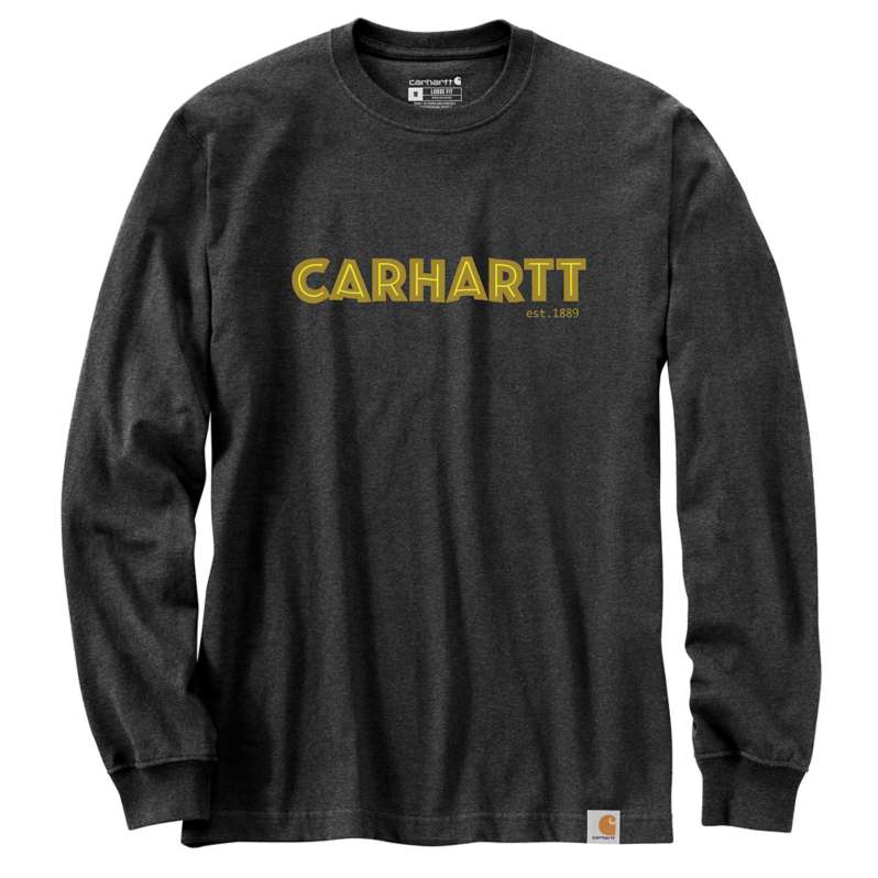 Carhartt  Carbon Heather Loose Fit Heavyweight Long-Sleeve Logo Graphic T-Shirt