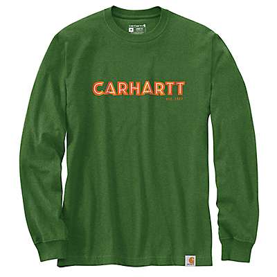 Carhartt Men's Arborvitae Heather Loose Fit Heavyweight Long-Sleeve Logo Graphic T-Shirt