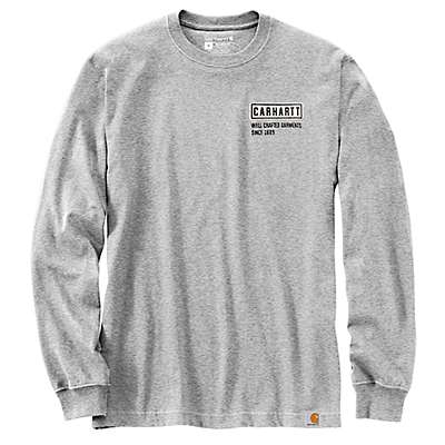 Carhartt Men's Heather Gray Relaxed Fit Heavyweight Long-Sleeve Crafted Graphic T-Shirt