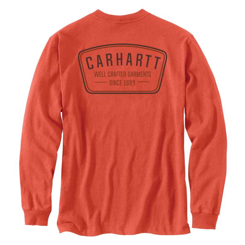 Carhartt  Desert Orange Heather Relaxed Fit Heavyweight Long-Sleeve Pocket Crafted Graphic T-Shirt