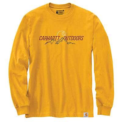 Carhartt Men's Solar Yellow Relaxed Fit Heavyweight Long-Sleeve Outdoors Graphic T-Shirt