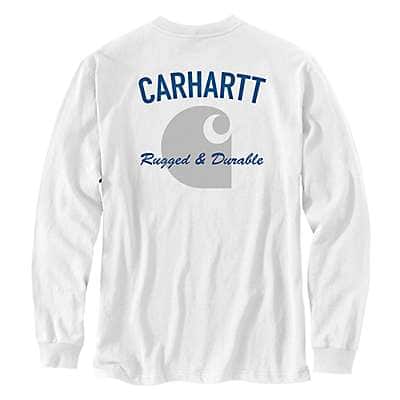 Carhartt Men's White Relaxed Fit Heavyweight Long-Sleeve Pocket Durable Graphic T-Shirt