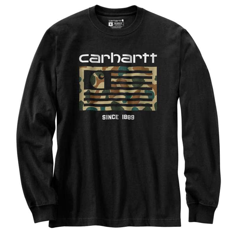 Carhartt  Black Relaxed Fit Midweight Long-Sleeve Camo Flag Graphic T-Shirt