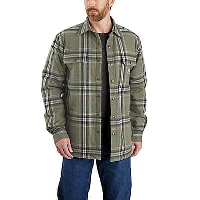 Carhartt Men's Burnt Sienna Relaxed Fit Flannel Sherpa-Lined Shirt Jac