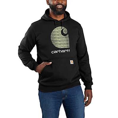 Carhartt Men's Black Rain Defender® Loose Fit Midweight Logo Graphic Sweatshirt