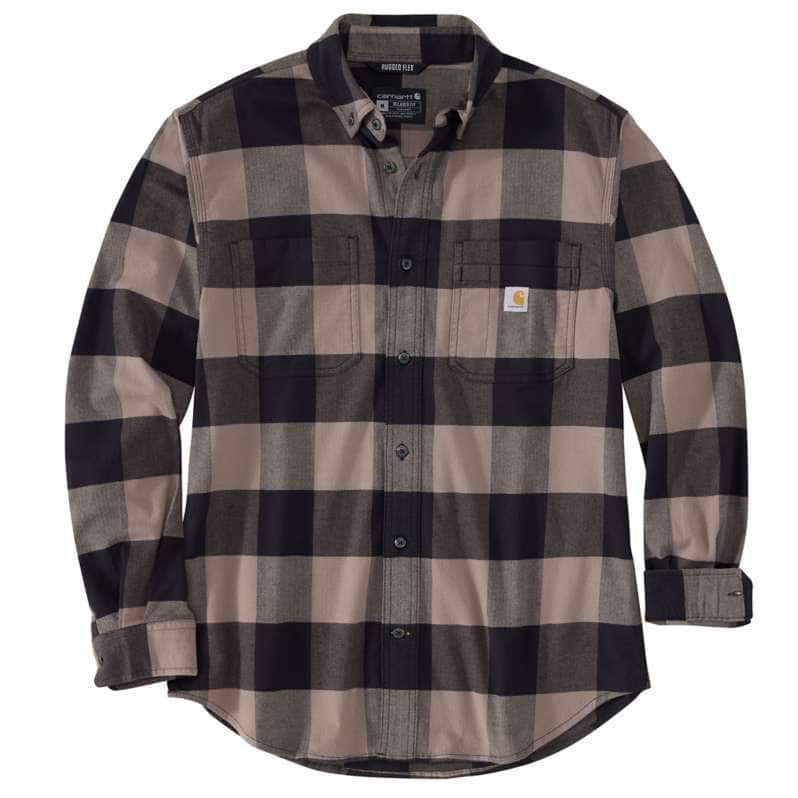 Carhartt  Driftwood Rugged Flex® Relaxed Fit Midweight Flannel Long-Sleeve Plaid Shirt