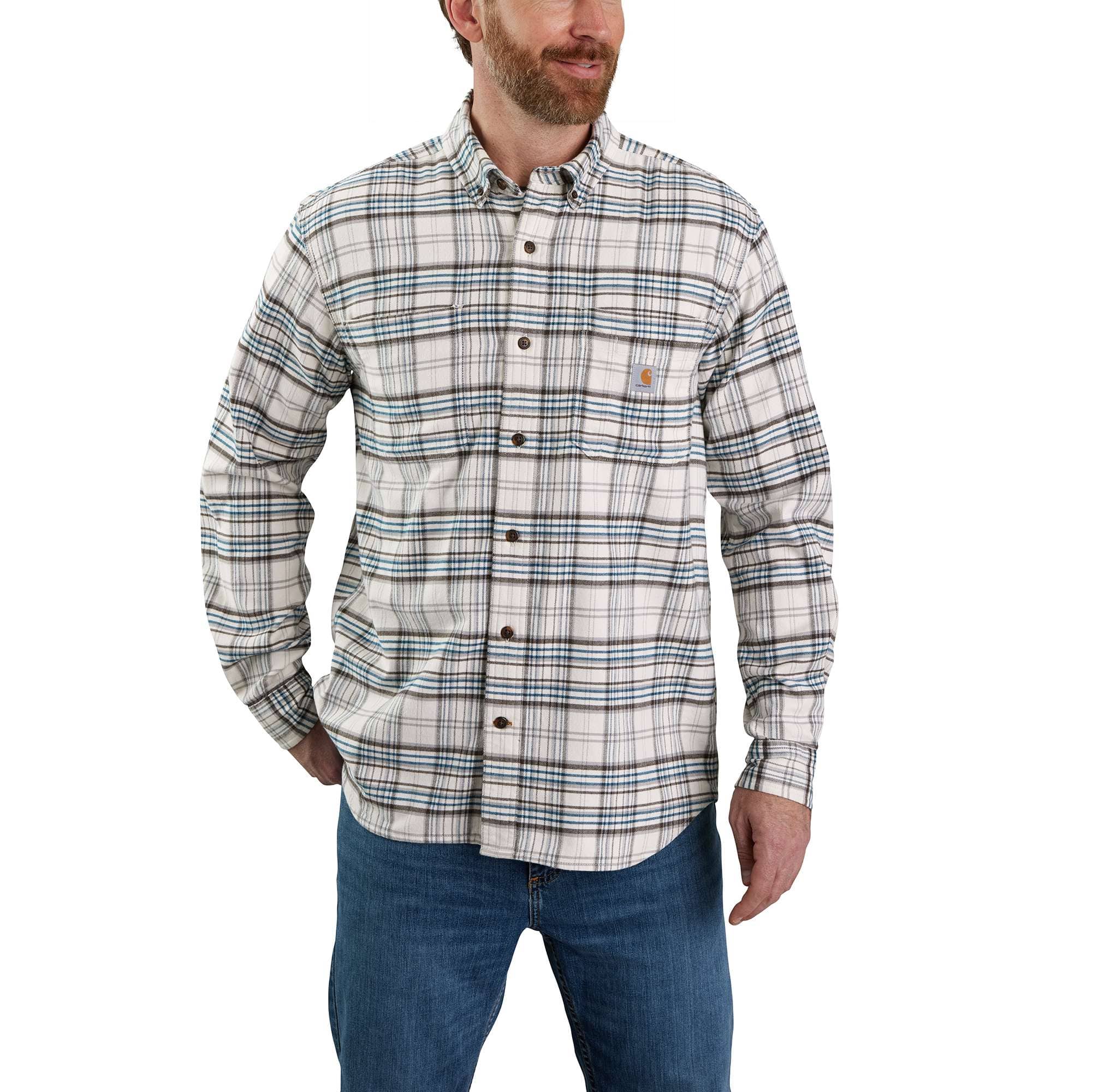 Carhartt Mittelschweres, langärmeliges Rugged Flex™-Karohemd aus Flannel mit lockerer Passform