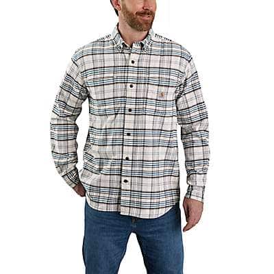 Carhartt Men's Slate Green Rugged Flex® Relaxed Fit Midweight Flannel Long-Sleeve Plaid Shirt