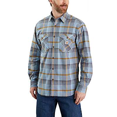 Carhartt Men's Greige Rugged Flex® Relaxed Fit Lightweight Long-Sleeve Plaid Shirt