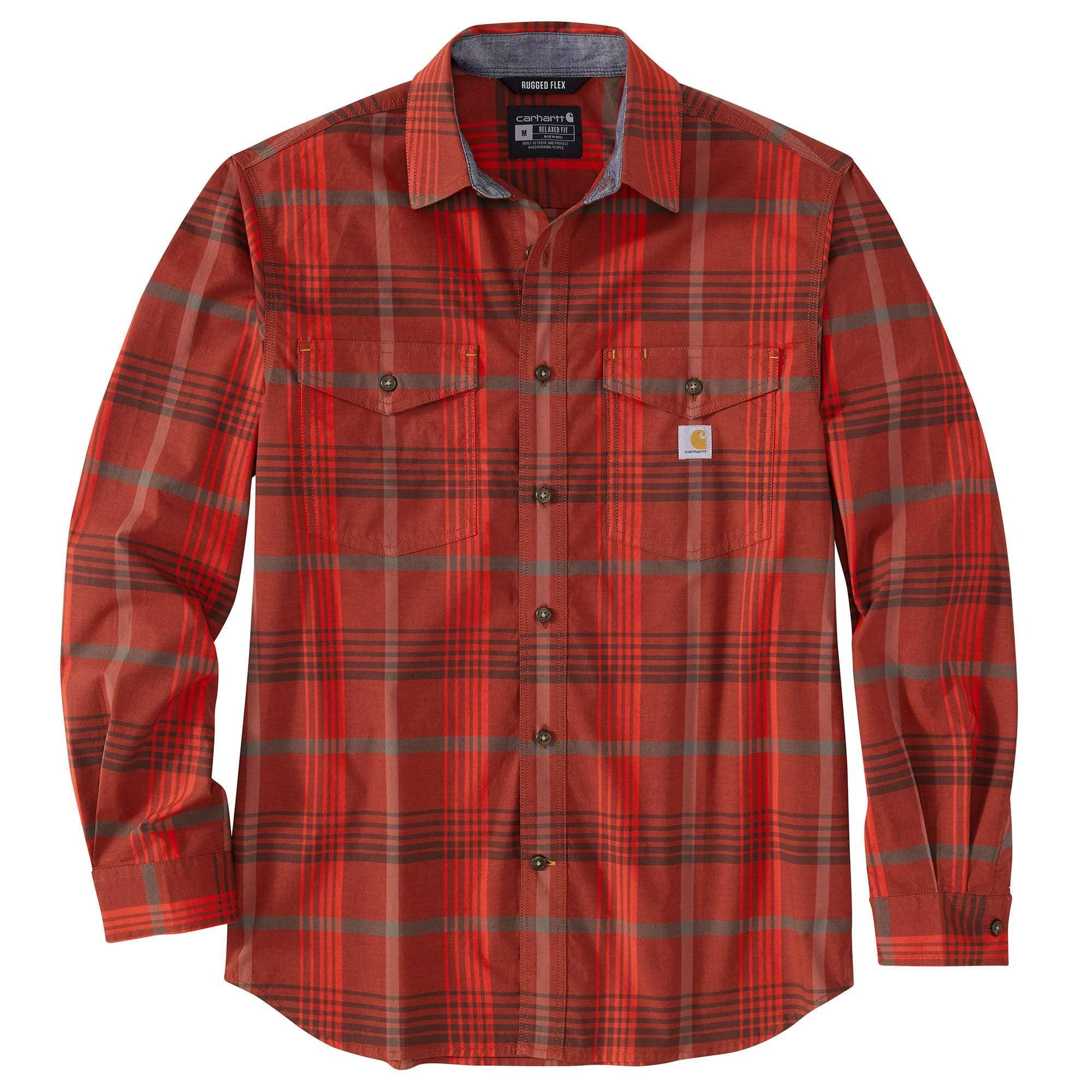 Carhartt 103445 Slim Fit Hamilton Plaid l/s Shirt - Fired Brick