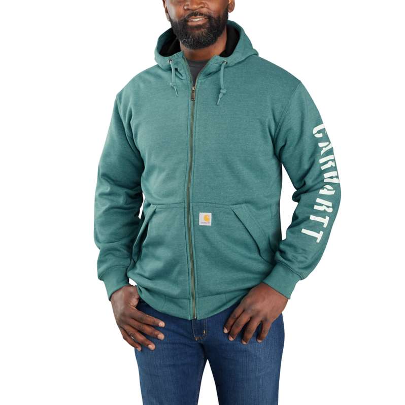Carhartt  Slate Green Heather Rain Defender® Loose Fit Fleece-Lined Logo Graphic Sweatshirt