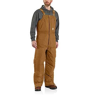 Carhartt Men's Carhartt Brown Loose Fit Firm Duck Insulated Biberall - 4 Extreme Warmth Rating