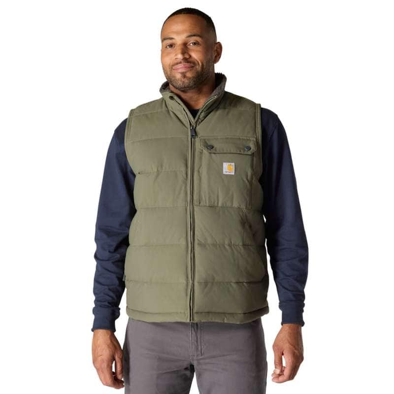 Men's Mock-Neck Sherpa-Lined Vest - Loose Fit - Washed Duck