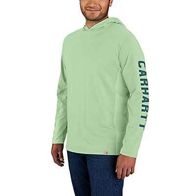 Carhartt Men's Carbon Heather Carhartt Force® Relaxed Fit Midweight Long-Sleeve Logo Graphic Hooded T-Shirt