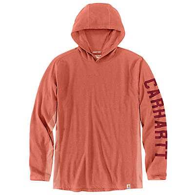 Carhartt Men's Desert Orange Heather Carhartt Force® Relaxed Fit Midweight Long-Sleeve Logo Graphic Hooded T-Shirt