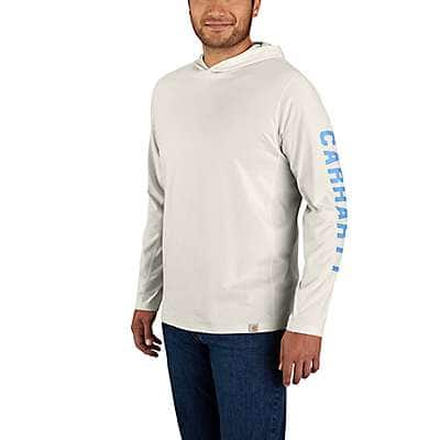 Carhartt Men's Navy Carhartt Force® Relaxed Fit Midweight Long-Sleeve Logo Graphic Hooded T-Shirt