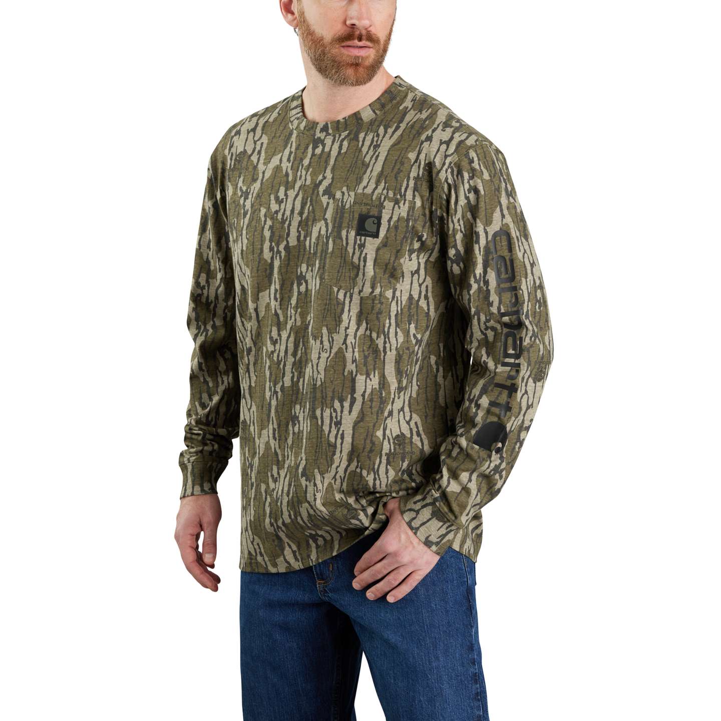 Мужская футболка Carhartt Dearborn Loose LS Camo, цвет: Камуфляжный — фото 1