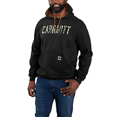Carhartt Men's Black Loose Fit Midweight Camo Logo Graphic Sweatshirt