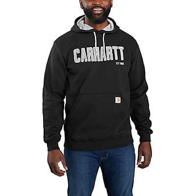 Carhartt Men's Black Loose Fit Midweight Felt Logo Graphic Sweatshirt