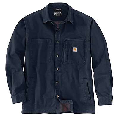 Carhartt Men's Navy Rugged Flex® Relaxed Fit Canvas Fleece-Lined Snap-Front Shirt Jac