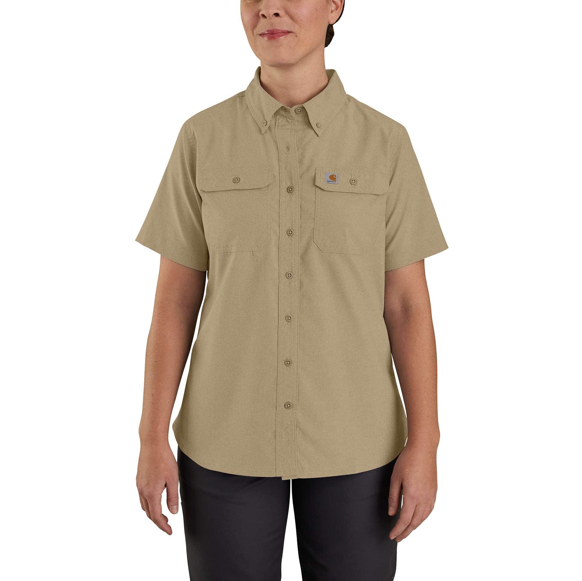 Shimano Fishing Short Sleeve Button Up Shirt Size 2XL Tan