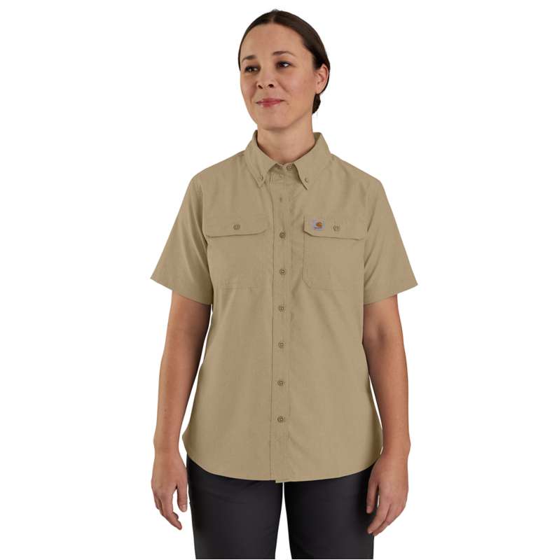 Carhartt  Dark Khaki Women's Carhartt Force® Relaxed Fit Lightweight Short-Sleeve Shirt