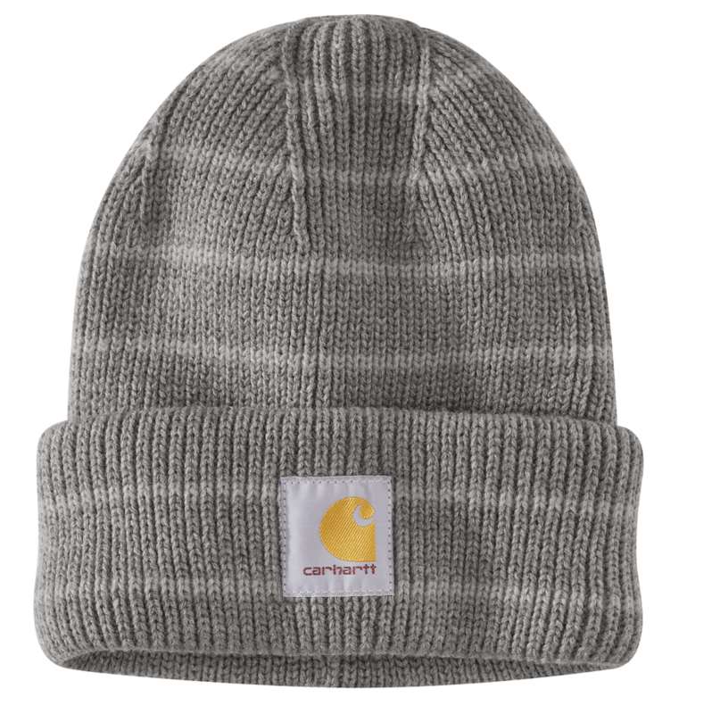 Carhartt  Heather Gray Stripe Women's Rib Knit Beanie
