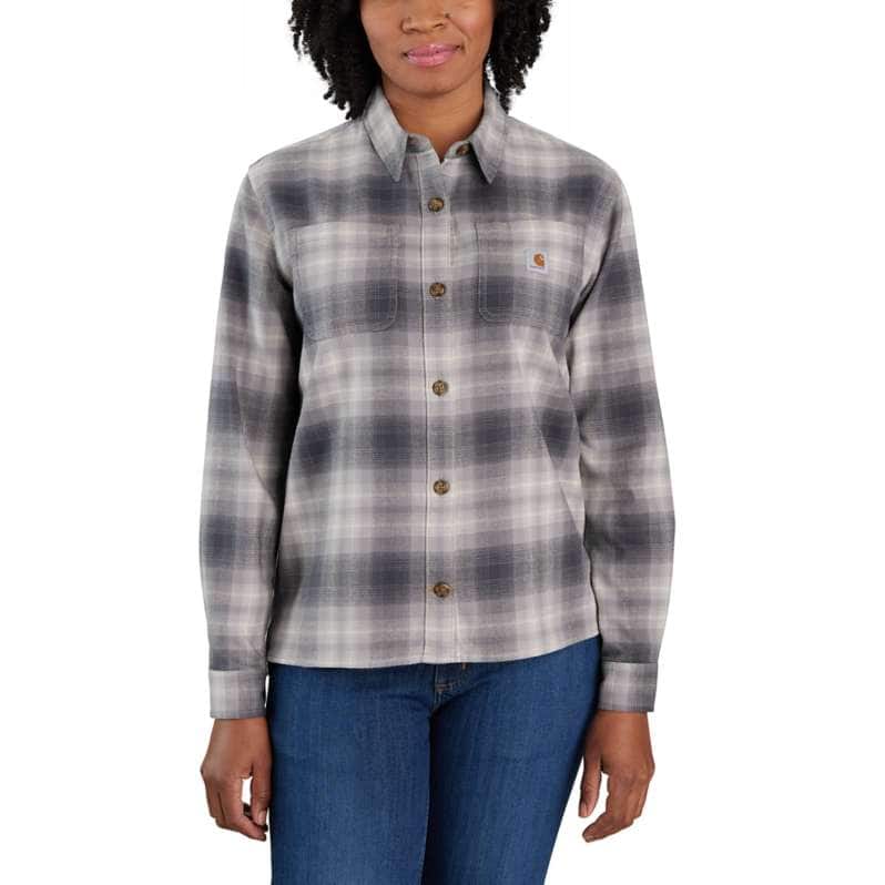 Carhartt  Asphalt Women's Rugged Flex® Loose Fit Midweight Flannel Long-Sleeve Plaid Shirt