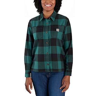 Carhartt Women's Stucco Women's Rugged Flex® Loose Fit Midweight Flannel Long-Sleeve Plaid Shirt